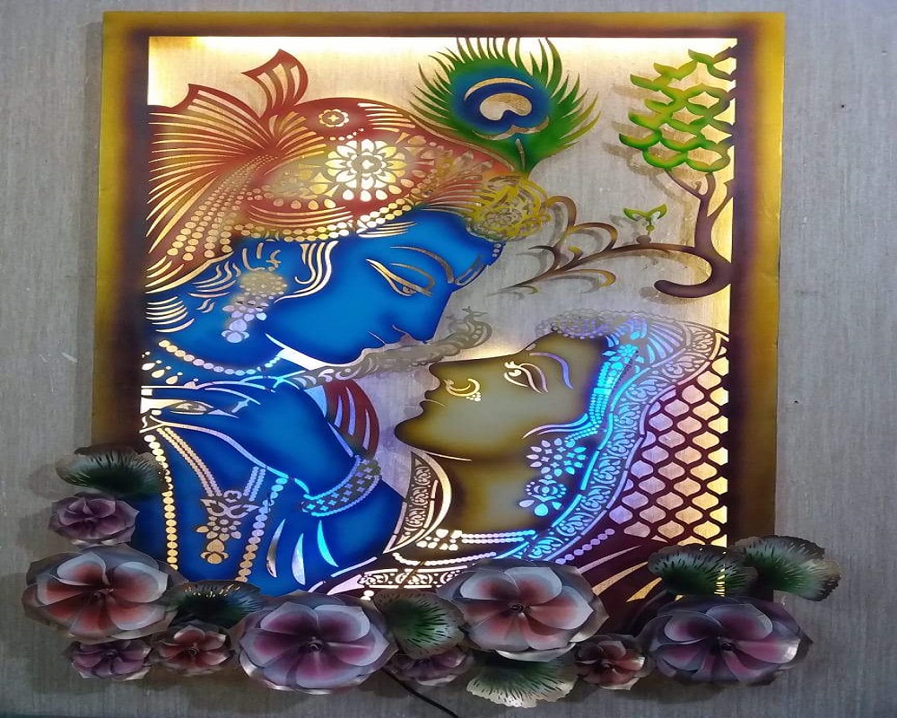 Laser Cutting Radha Krishna led frame