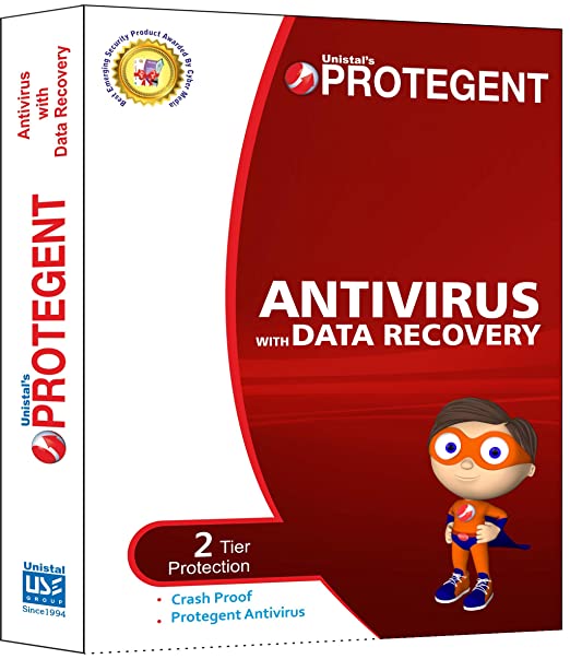 Protegent Antivirus Software with Data Recovery Software Anti-Malware Anti-Spyware 1Yr/1PC