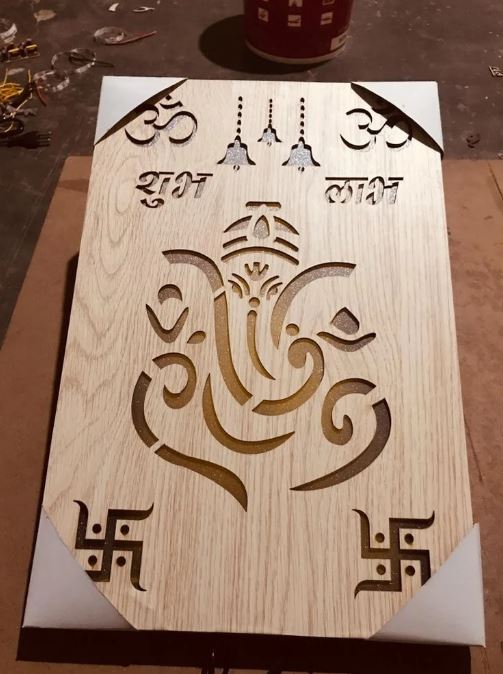 Ganesh lasar cut wooden led frame