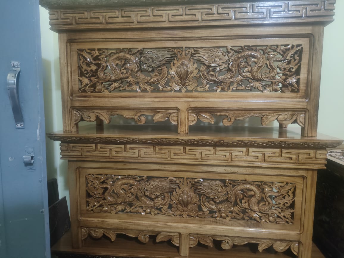 Buddhist-Tibetan Wooden Choksi - Wooden Dragon Table