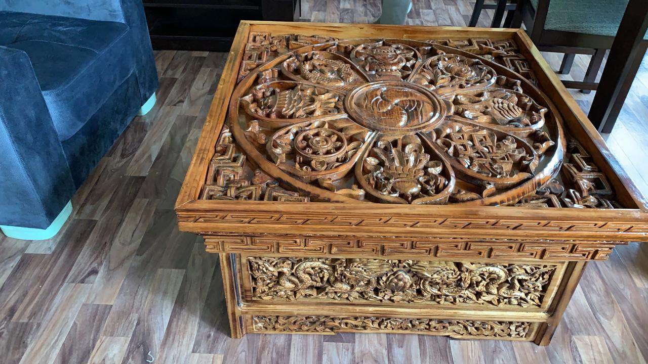 Buddhist-Tibetan Wooden Choksi - Wooden Dragon Table