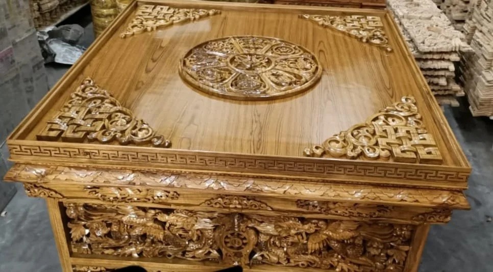 Buddhist-Tibetan Wooden Choksi - Wooden Dragon Table