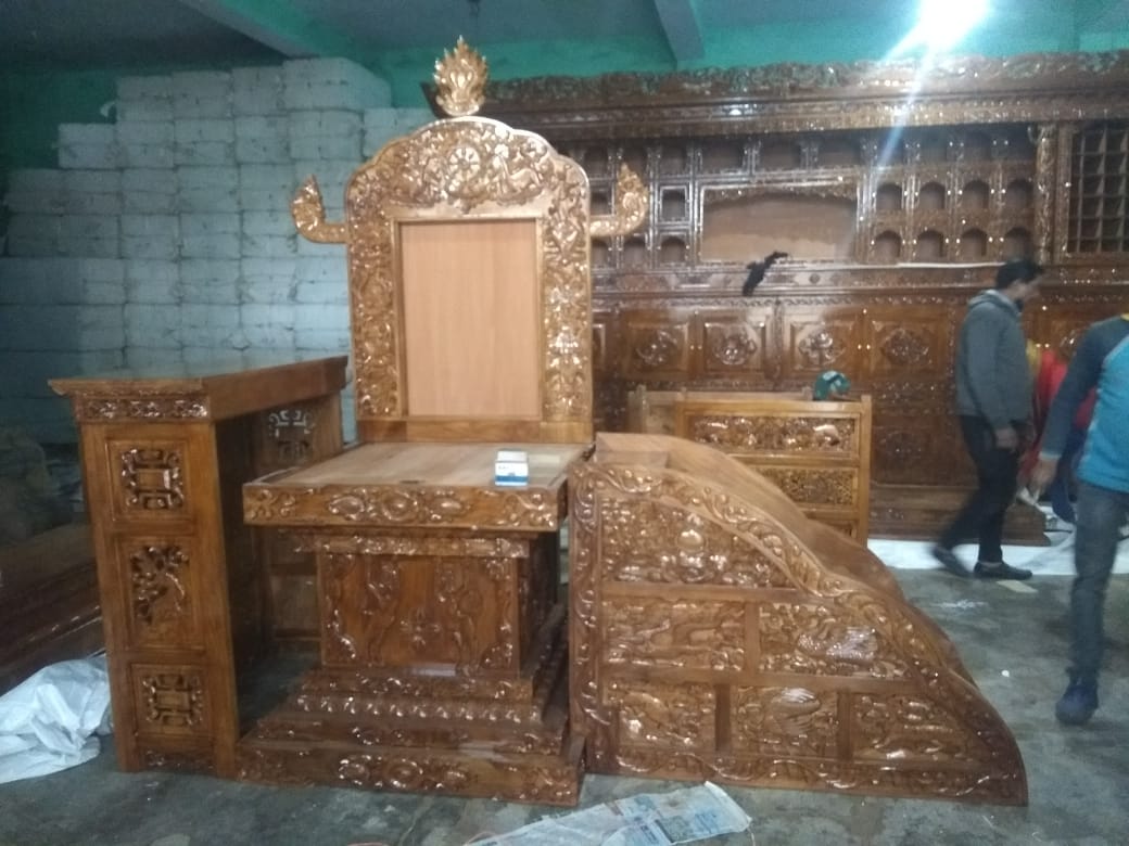 Buddhist-Tibetan Wooden God Singhasan