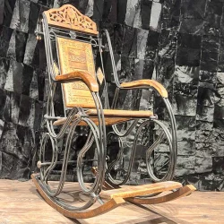 Teak Wood Iron Fully Foldable Rocking Chair
