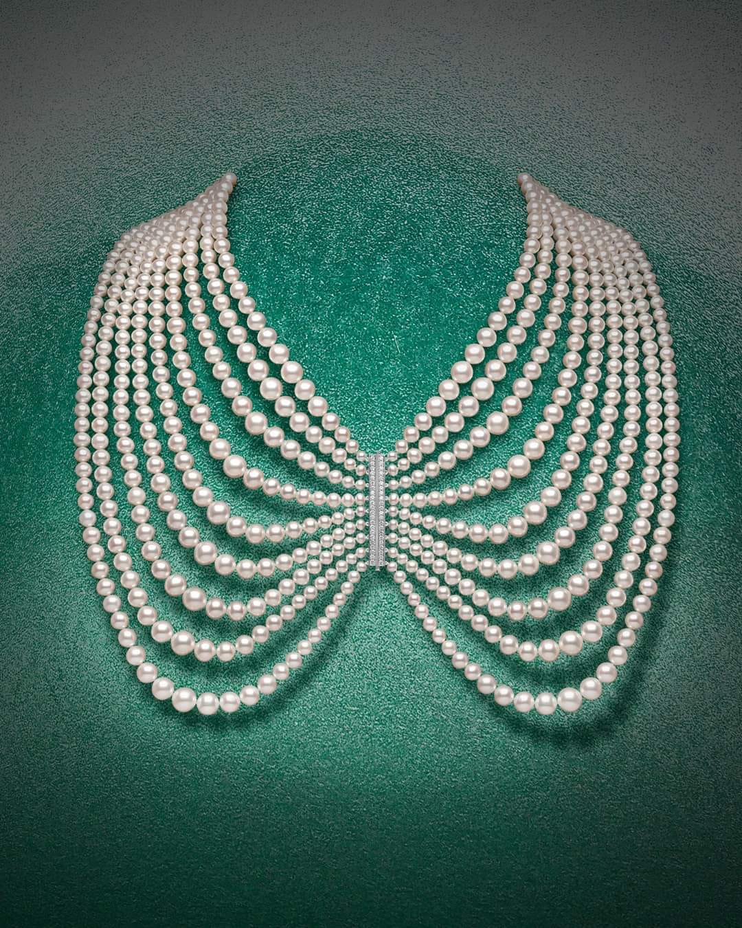 Contemporary Designer Multistrand Pearl Silver Necklace 
