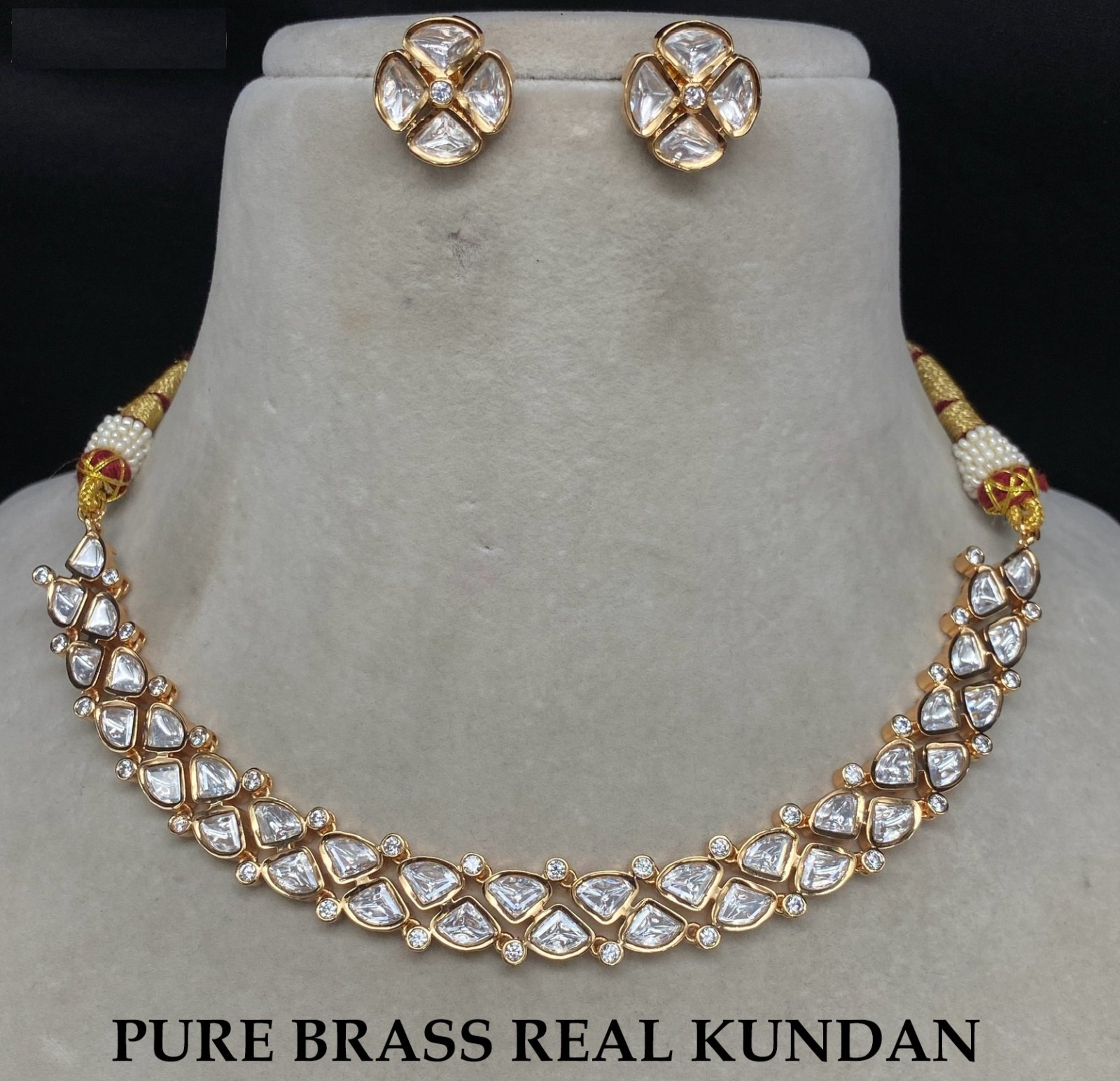 Latest Design Gold Plated Kundan Polki Choker Necklace