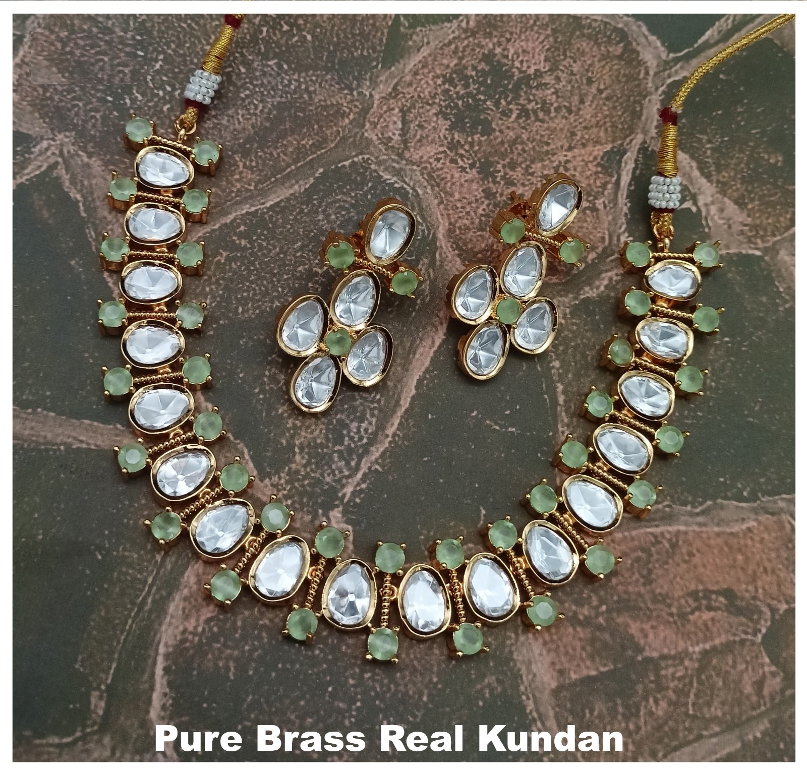 Elegant Party Wear Look Gold Plated Kundan Polki Necklace 