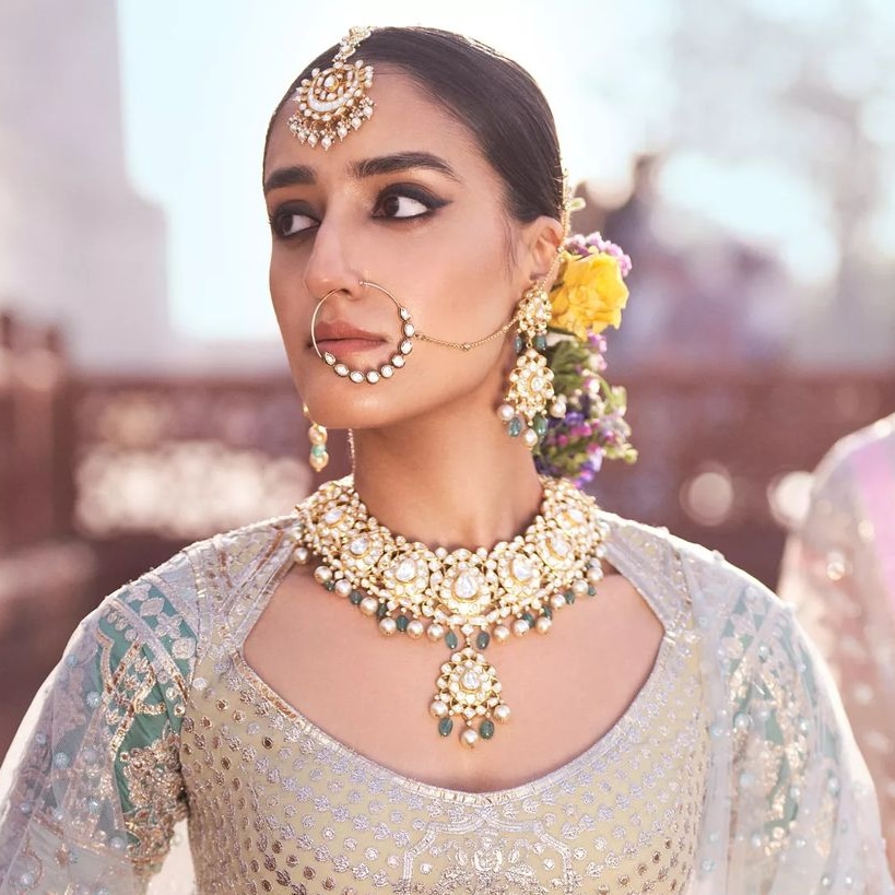 Beautiful Bridal Gold Plated Heavy Pachi Kundan Choker Necklace With Green Beads 