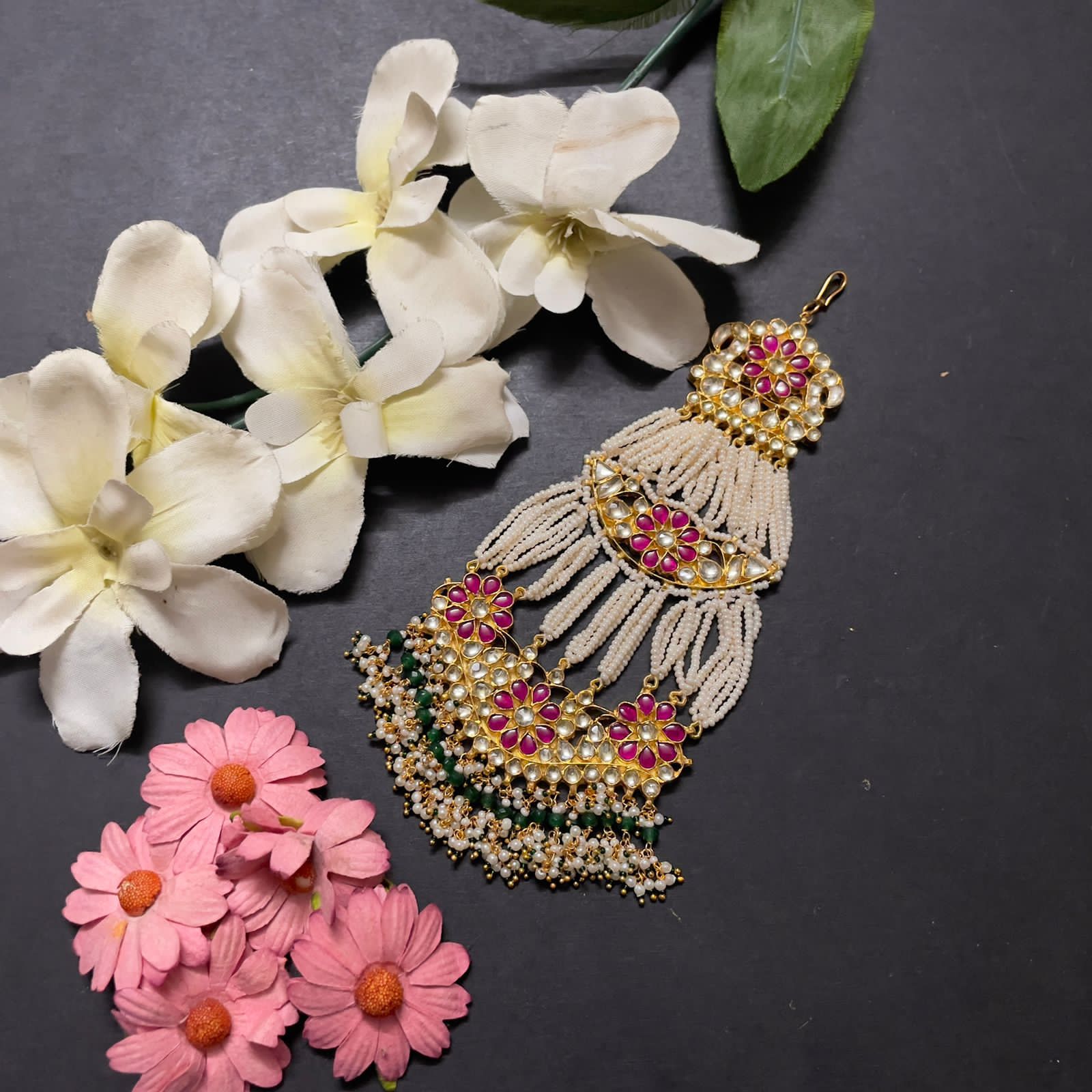 Royal Gold Plated Kemp Stone Pachi Kundan Passa