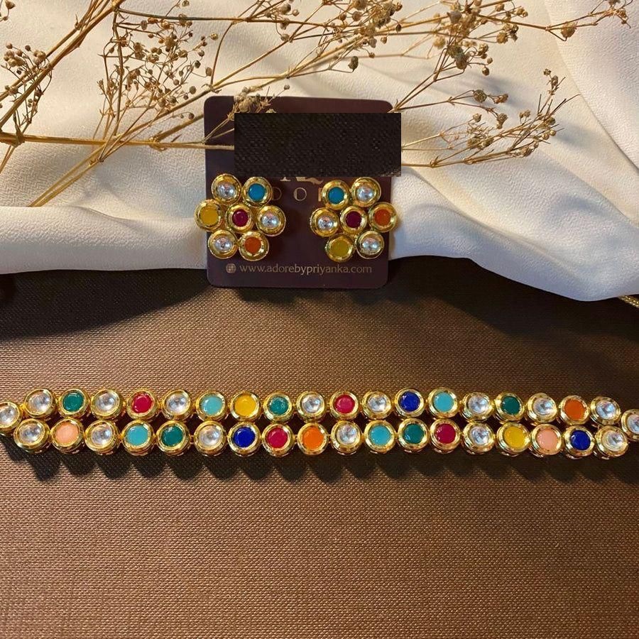 Elegant Multicolor Kundan Choker Necklace