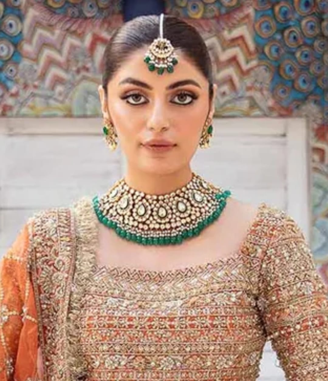 Elegant Bridal Green Meenakari Pachi Kundan Choker Necklace