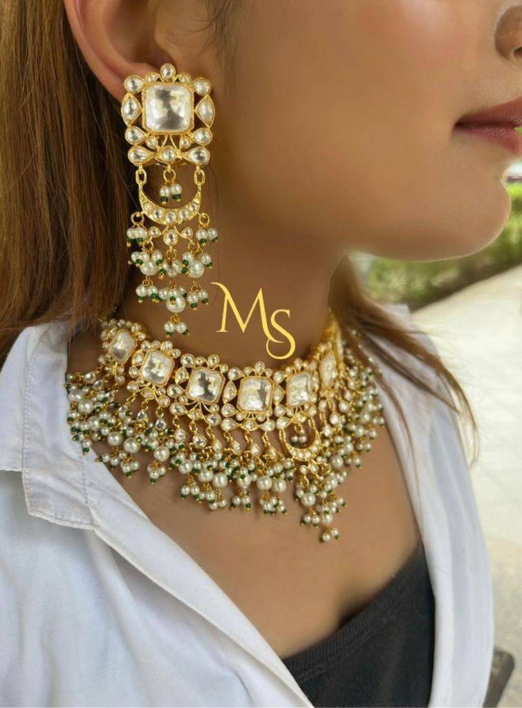 Elegant Bridal Pachi Kundan Choker Necklace