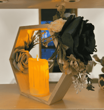 Hexawood LED Candle Holder