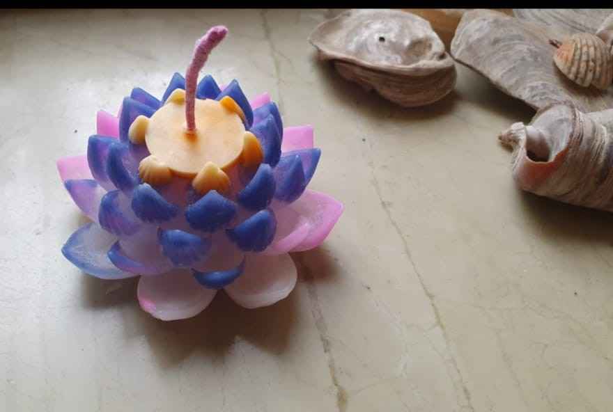 Colourfull Lotus Candle