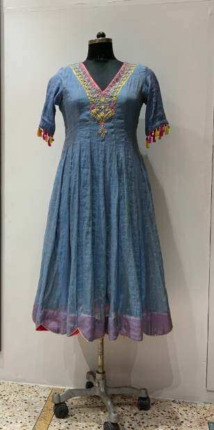 Pure handloom tissue anarkali suit